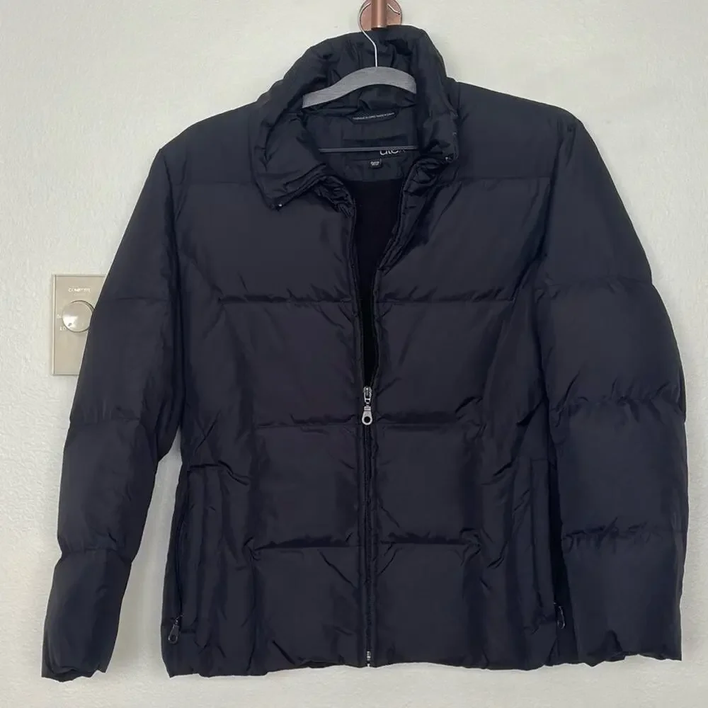 Utex Womens M Down Jacket Black Puffer Quilted Zip Front Pockets Fleece Lined